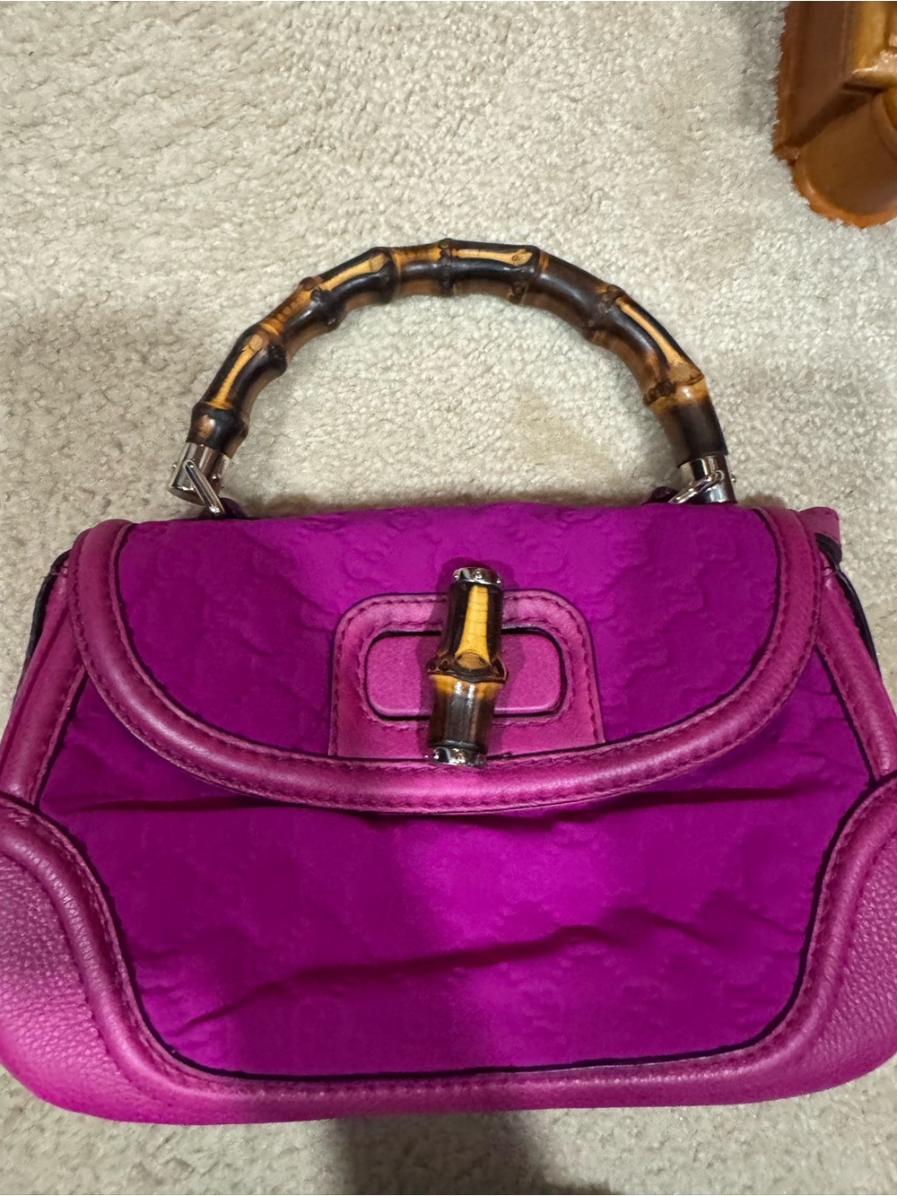 Gucci Small Bamboo Handle Top-Handle Bag in Fuchsia Pink